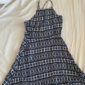 Blue and white patterned sundress